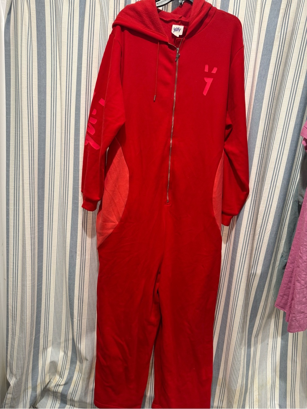 YITTY Red Hooded Kids Pajama Jumpsuit with Zipper